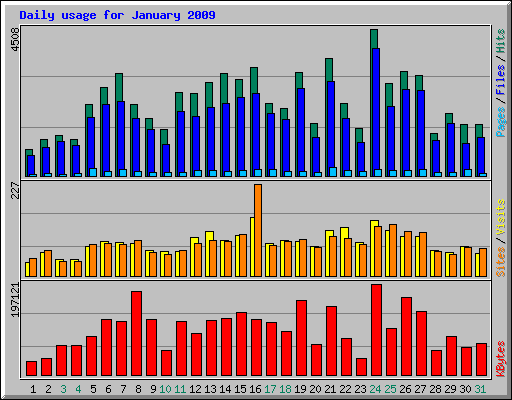 Daily usage for January 2009