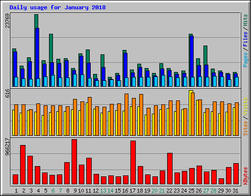 Daily usage for January 2018