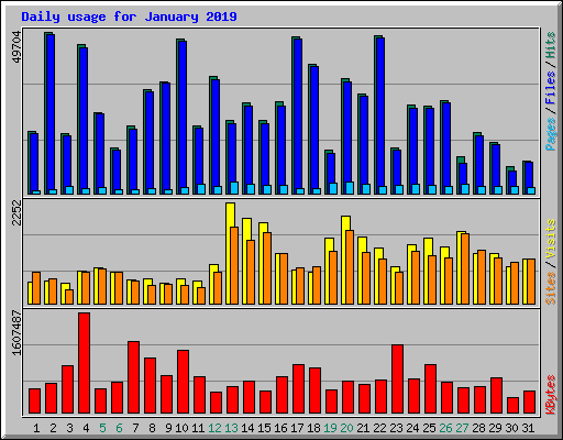 Daily usage for January 2019