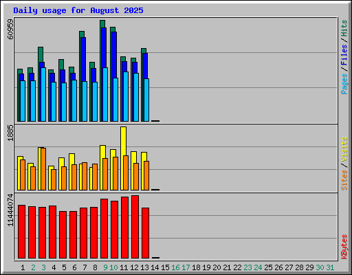 Daily usage for August 2025